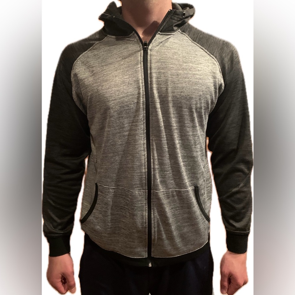 BURNSIDE large men's zip up, 2 tone Gray